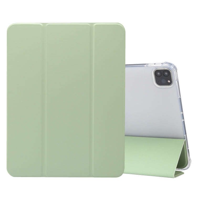 3-folding Electric Pressed Skin Texture Horizontal Flip Shockproof Transparent TPU + PU Leather C...
