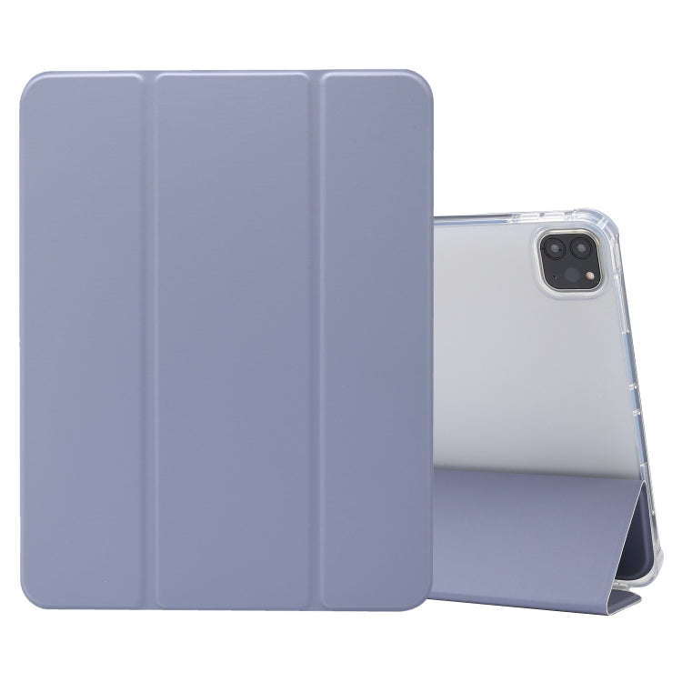 3-folding Electric Pressed Skin Texture Horizontal Flip Shockproof Transparent TPU + PU Leather C...