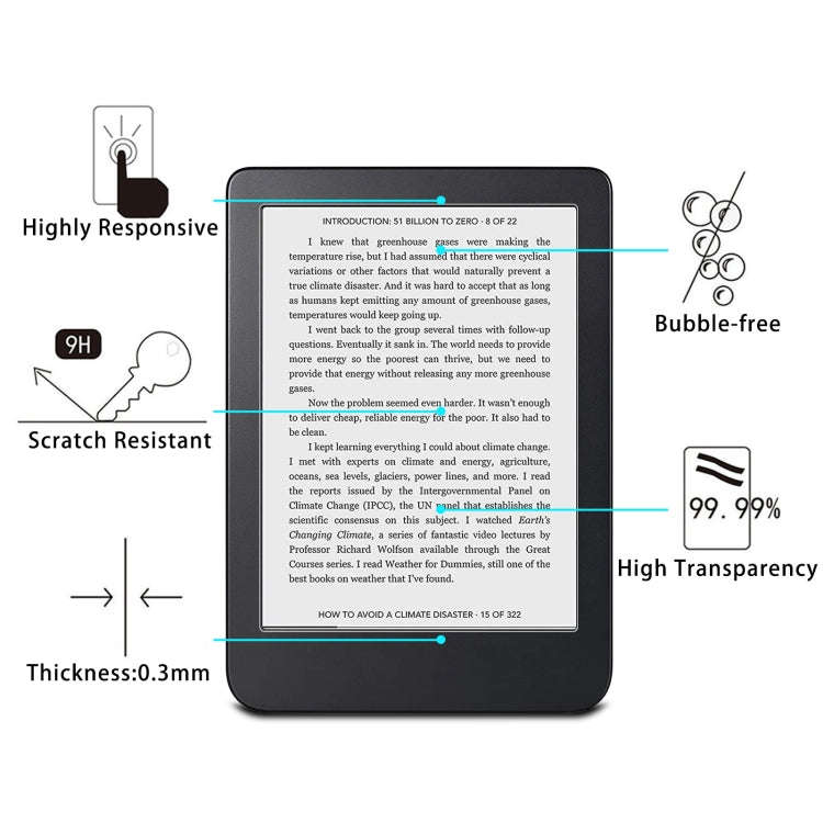 2pcs 9H 0.3mm Explosion-proof Tempered Glass Film, For Kobo Clara 2E, For Kobo Elipsa 2E, For Kob...