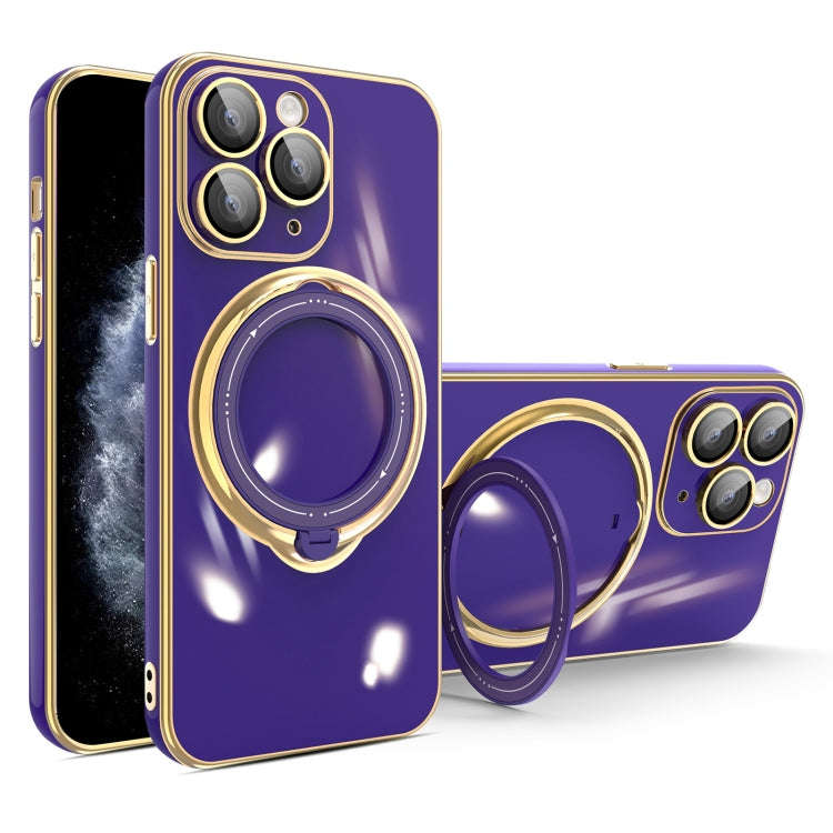 Multifunction Electroplating MagSafe Holder Phone Case, For iPhone 11, For iPhone 11 Pro, For iPh...