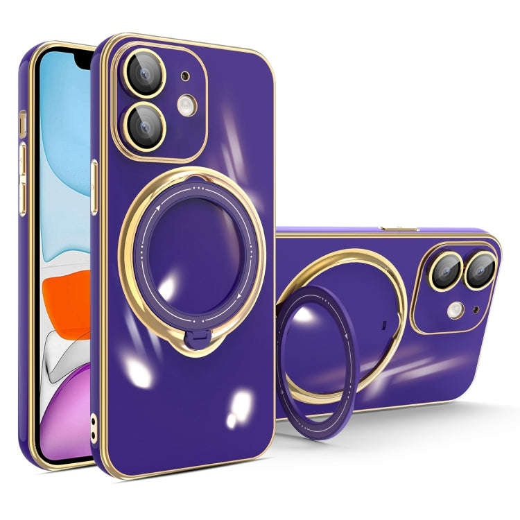 Multifunction Electroplating MagSafe Holder Phone Case, For iPhone 11, For iPhone 11 Pro, For iPh...