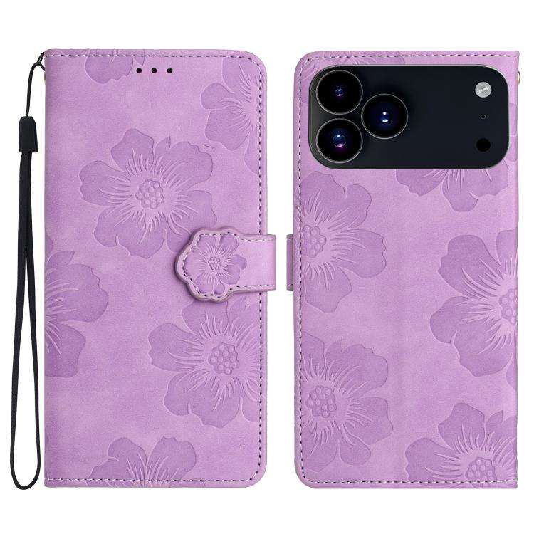 Flower Embossing Pattern Leather Phone Case, For iPhone 16e / 17e, For iPhone 17 Pro Max, For iPh...