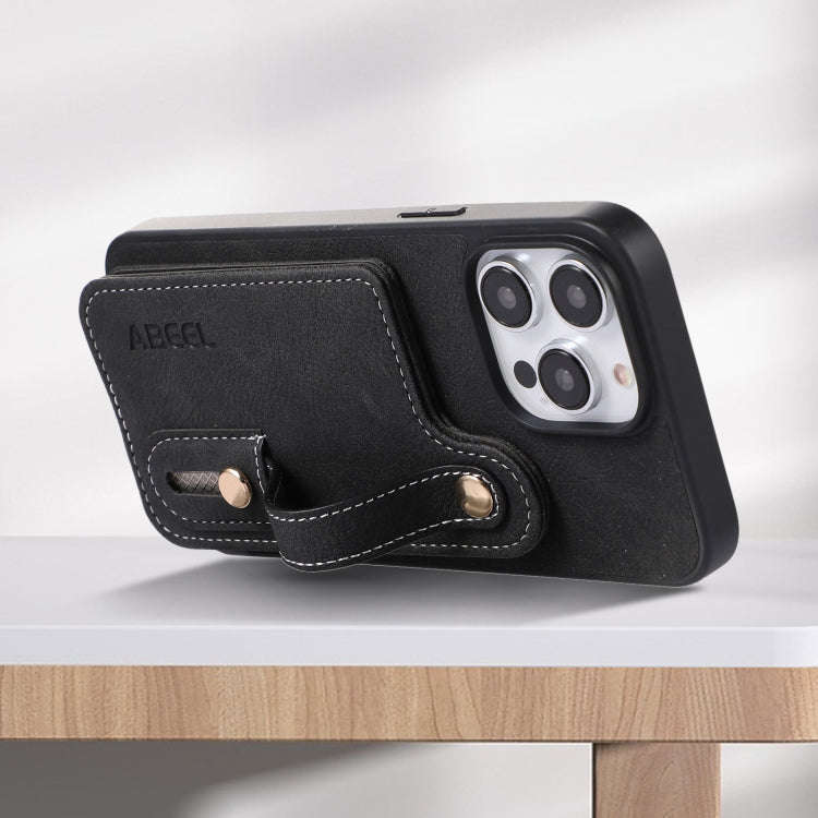 ABEEL Litchi Texture Card Bag PU Phone Case, For iPhone 15 Pro Max, For iPhone 15 Pro, For iPhone...