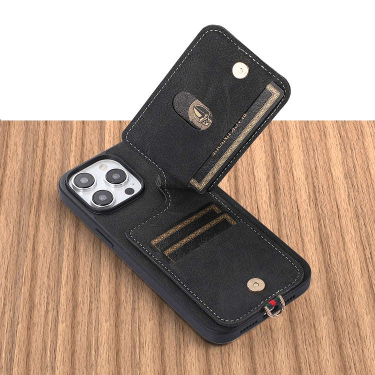 ABEEL Litchi Texture Card Bag PU Phone Case, For iPhone 15 Pro Max, For iPhone 15 Pro, For iPhone...