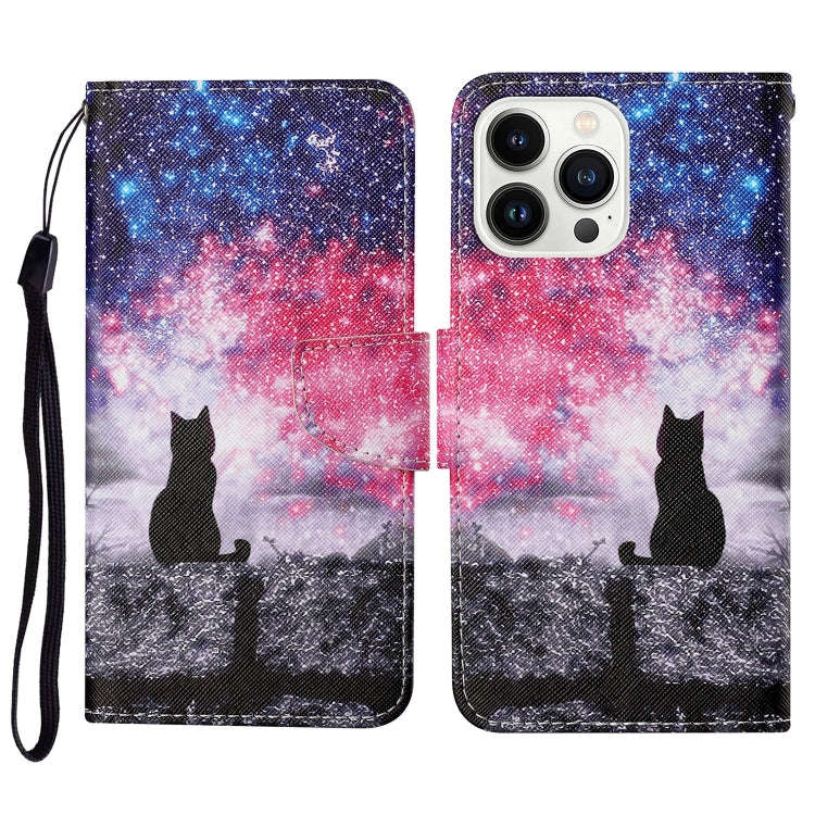 3D Colored Drawing Flip Leather Phone Case, For iPhone 15 Pro Max, For iPhone 15 Pro