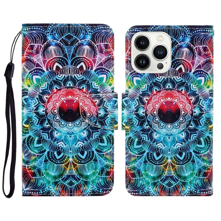 3D Colored Drawing Flip Leather Phone Case, For iPhone 15 Pro Max, For iPhone 15 Pro