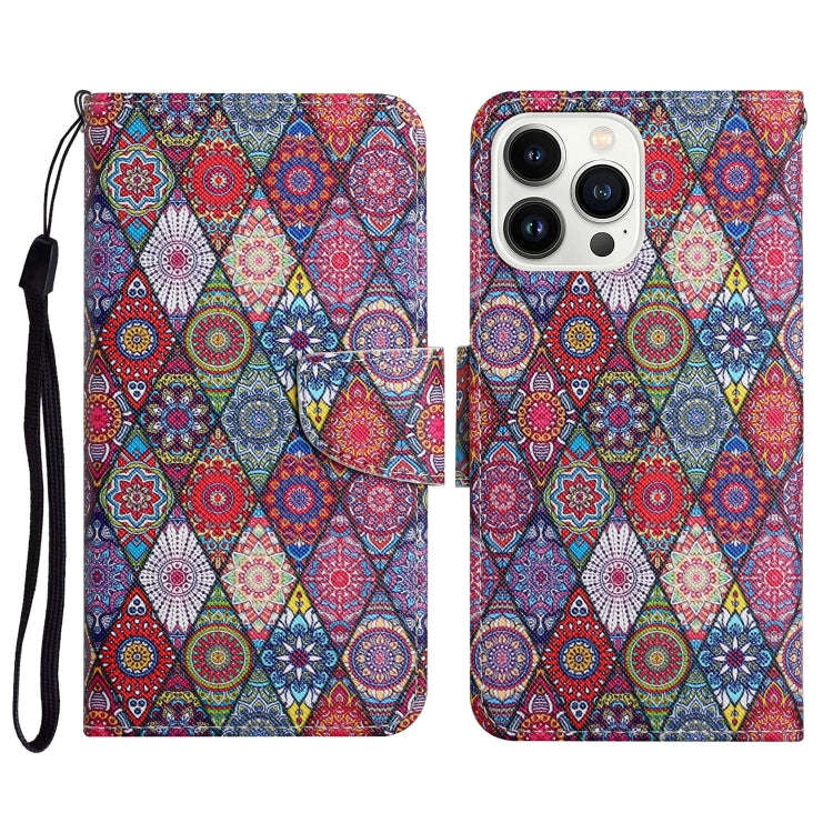 3D Colored Drawing Flip Leather Phone Case, For iPhone 15 Pro Max, For iPhone 15 Pro