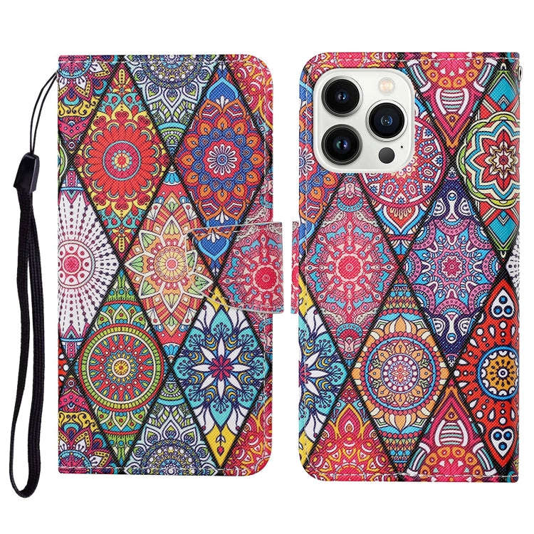 3D Colored Drawing Flip Leather Phone Case, For iPhone 15 Pro Max, For iPhone 15 Pro