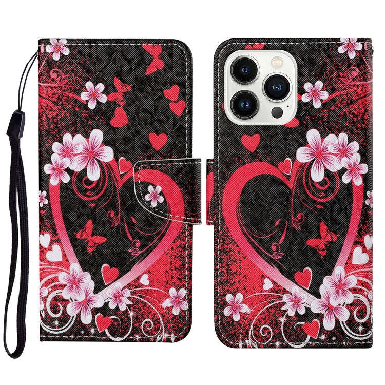 3D Colored Drawing Flip Leather Phone Case, For iPhone 15 Pro Max, For iPhone 15 Pro