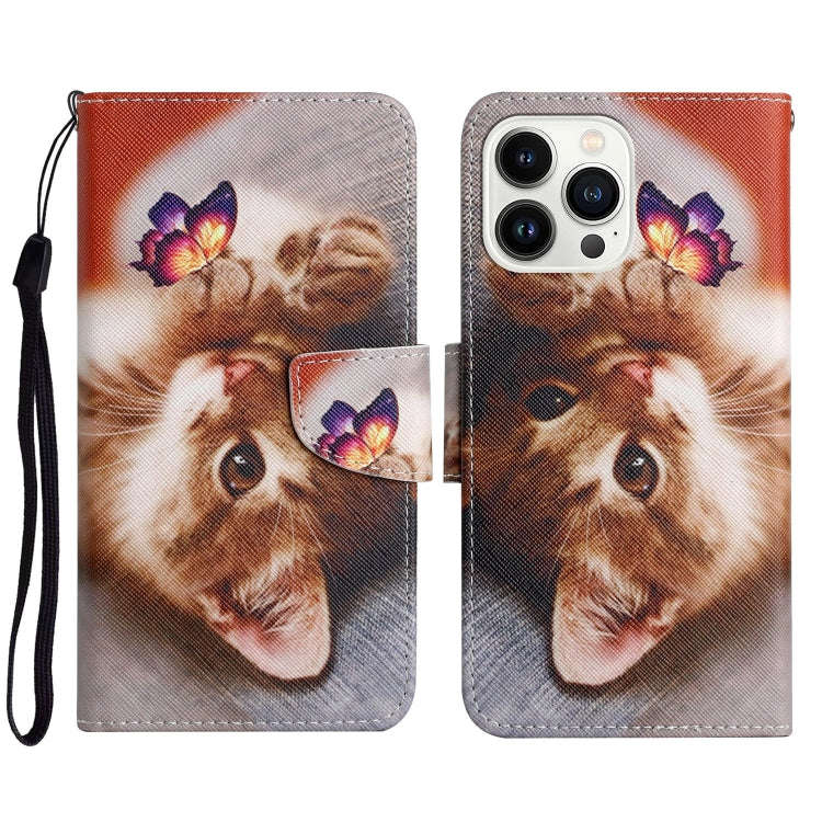 3D Colored Drawing Flip Leather Phone Case, For iPhone 15 Pro Max, For iPhone 15 Pro