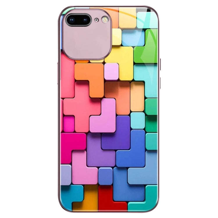 Colorful Toy Bricks Pattern Shockproof Glass Phone Case, For iPhone 14 Plus, For iPhone 14, For i...