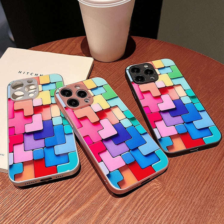 Colorful Toy Bricks Pattern Shockproof Glass Phone Case, For iPhone 6s / 6