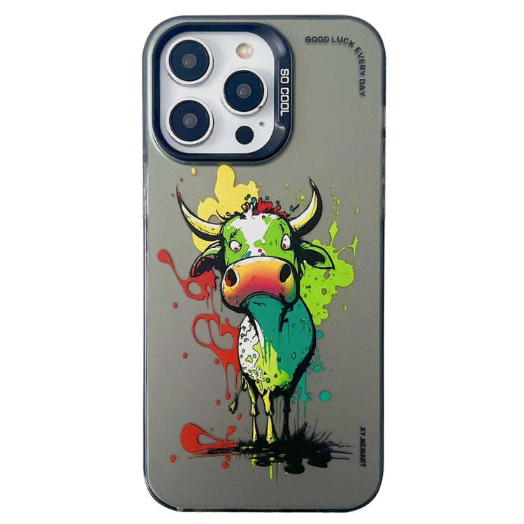 Double Layer Color Silver Series Animal Oil Painting Phone Case, For iPhone 12 Pro, For iPhone 11