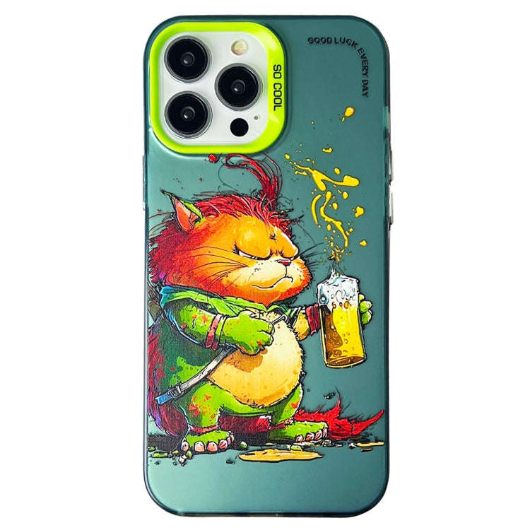 Double Layer Color Silver Series Animal Oil Painting Phone Case, For iPhone 12 Pro, For iPhone 11