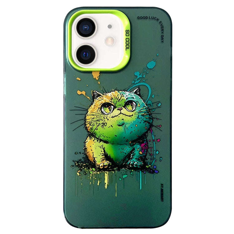 Double Layer Color Silver Series Animal Oil Painting Phone Case, For iPhone 12 Pro, For iPhone 11