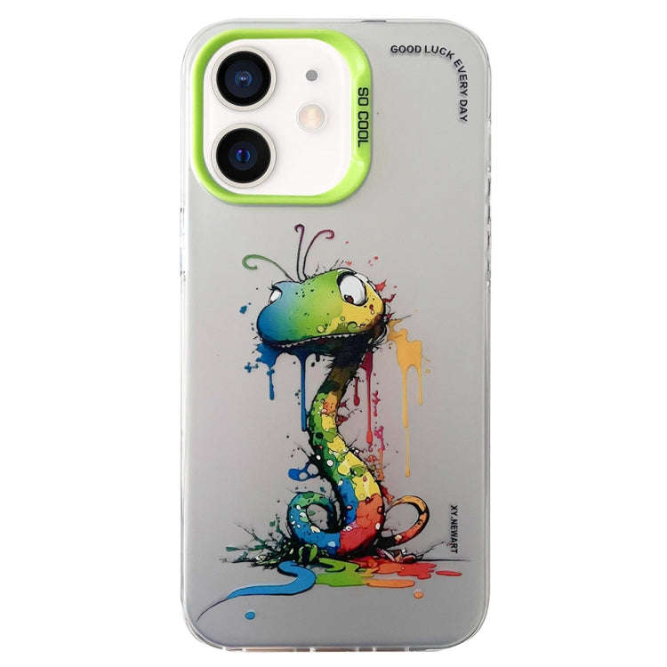 Double Layer Color Silver Series Animal Oil Painting Phone Case, For iPhone 12 Pro, For iPhone 11