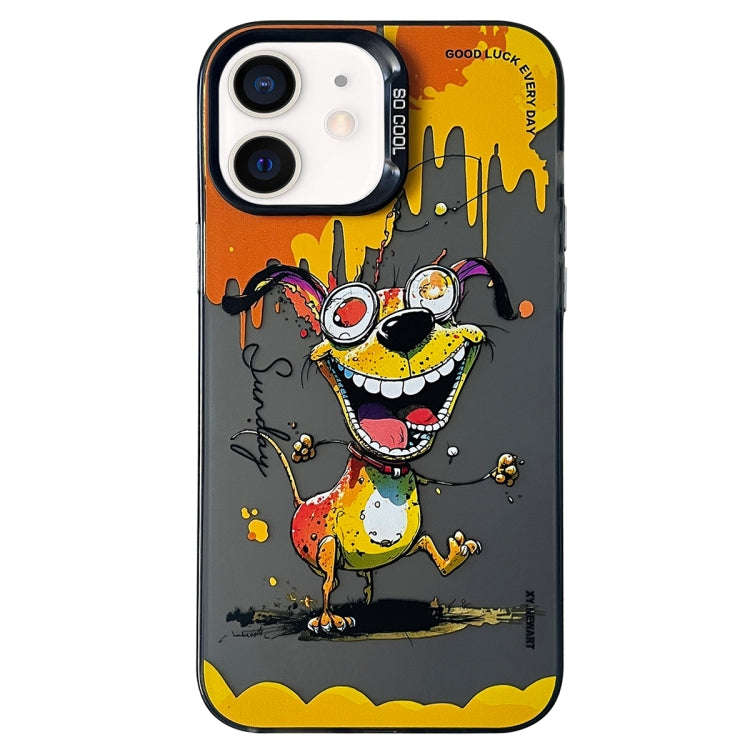 Double Layer Color Silver Series Animal Oil Painting Phone Case, For iPhone 12 Pro, For iPhone 11