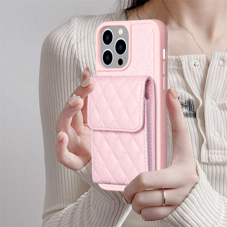 Vertical Wallet Rhombic Leather Phone Case, For iPhone 15 Pro Max, For iPhone 15 Pro, For iPhone ...