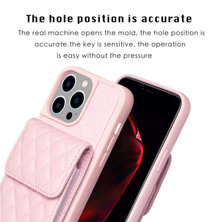 Vertical Wallet Rhombic Leather Phone Case, For iPhone 15 Pro Max, For iPhone 15 Pro, For iPhone ...