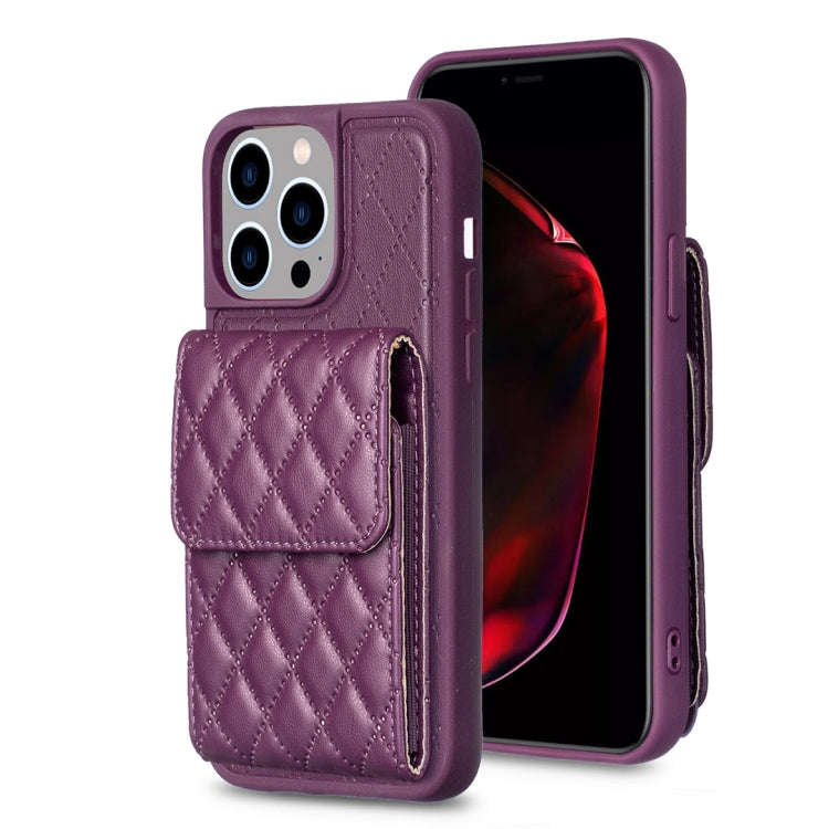 Vertical Wallet Rhombic Leather Phone Case, For iPhone 15 Pro Max, For iPhone 15 Pro, For iPhone ...