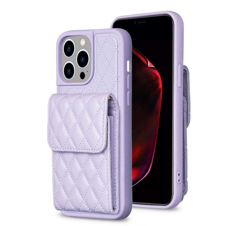 Vertical Wallet Rhombic Leather Phone Case, For iPhone 15 Pro Max, For iPhone 15 Pro, For iPhone ...
