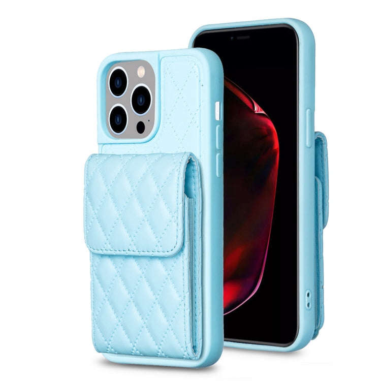 Vertical Wallet Rhombic Leather Phone Case, For iPhone 15 Pro Max, For iPhone 15 Pro, For iPhone ...