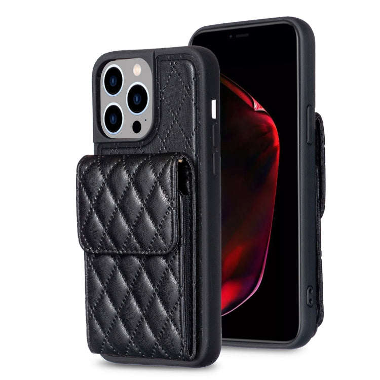 Vertical Wallet Rhombic Leather Phone Case, For iPhone 15 Pro Max, For iPhone 15 Pro, For iPhone ...