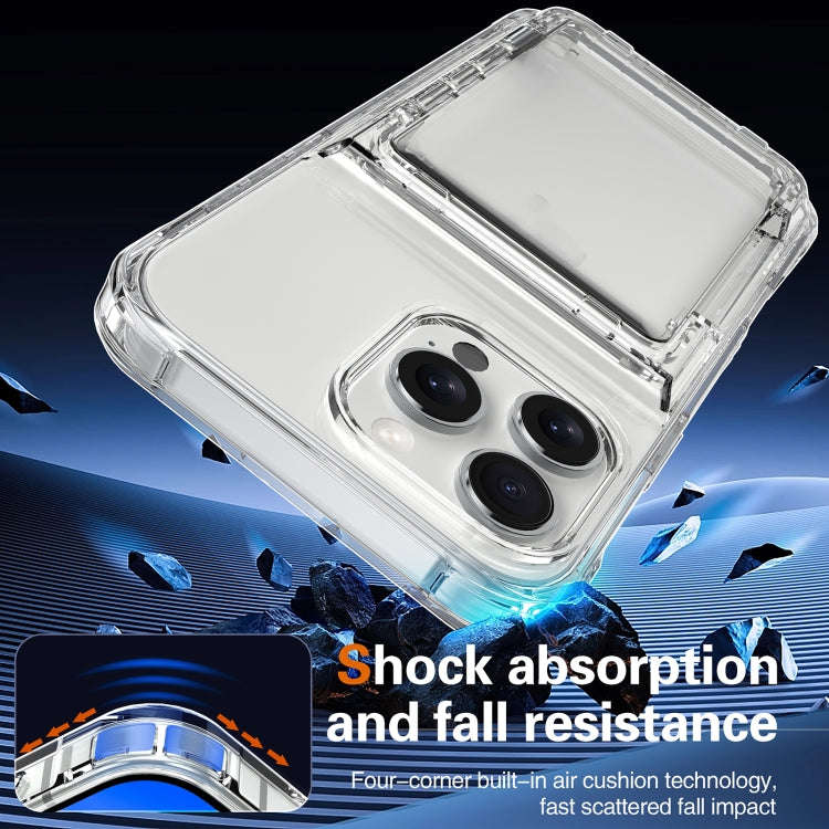 Crystal Clear Flip Card Slot Phone Case, For iPhone 16 Pro Max, For iPhone 16 Pro, For iPhone 16 ...