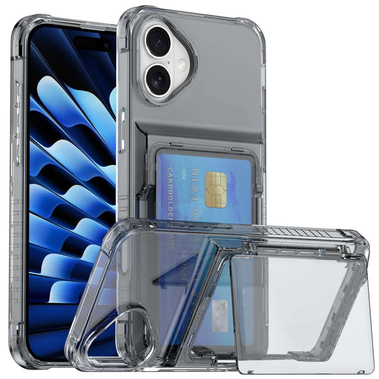 Crystal Clear Flip Card Slot Phone Case, For iPhone 16 Pro Max, For iPhone 16 Pro, For iPhone 16 ...