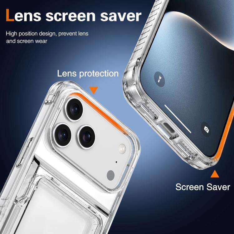 Crystal Clear Flip Card Slot Phone Case, For iPhone 18 Pro Max / 17 Pro Max, For iPhone 17, For i...