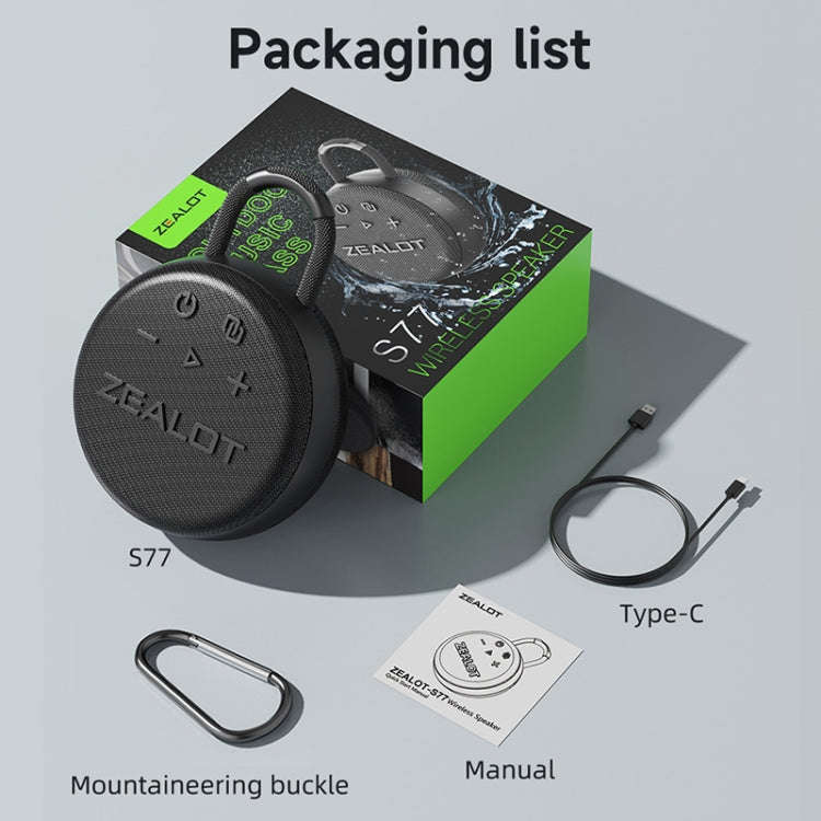 Zealot S77 IPX7 Waterproof Portable Wireless Bluetooth Speaker, S77