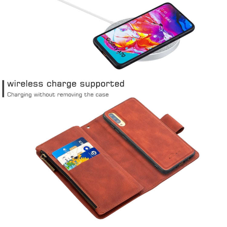 Skin Feel Detachable Magnetic Zipper Horizontal Flip PU Leather Case with Multi-Card Slots & Hold...