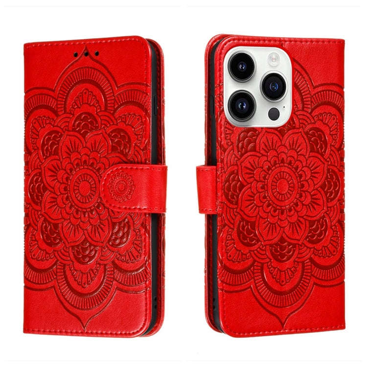 Sun Mandala Embossing Leather Phone Case, For iPhone 16e / 17e, For iPhone 17 Pro Max, For iPhone...