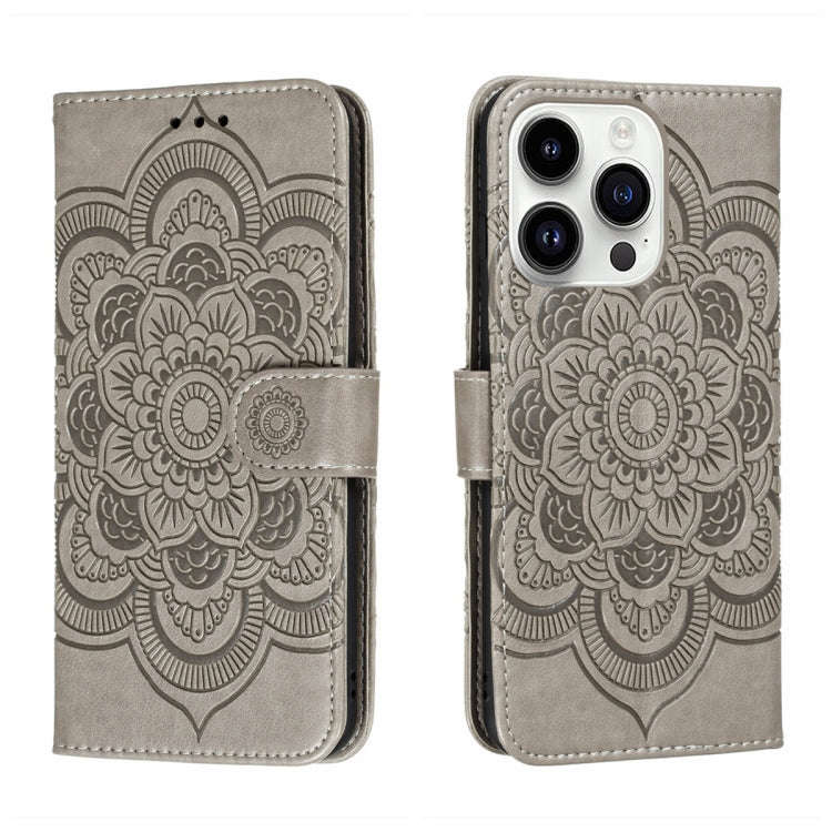 Sun Mandala Embossing Leather Phone Case, For iPhone 16e / 17e, For iPhone 17 Pro Max, For iPhone...