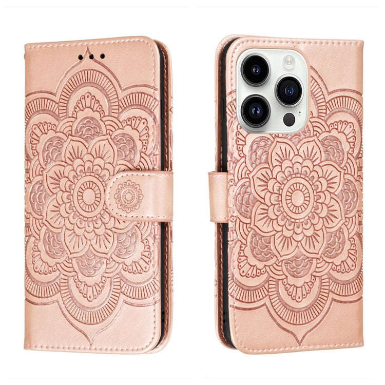 Sun Mandala Embossing Leather Phone Case, For iPhone 16e / 17e, For iPhone 17 Pro Max, For iPhone...