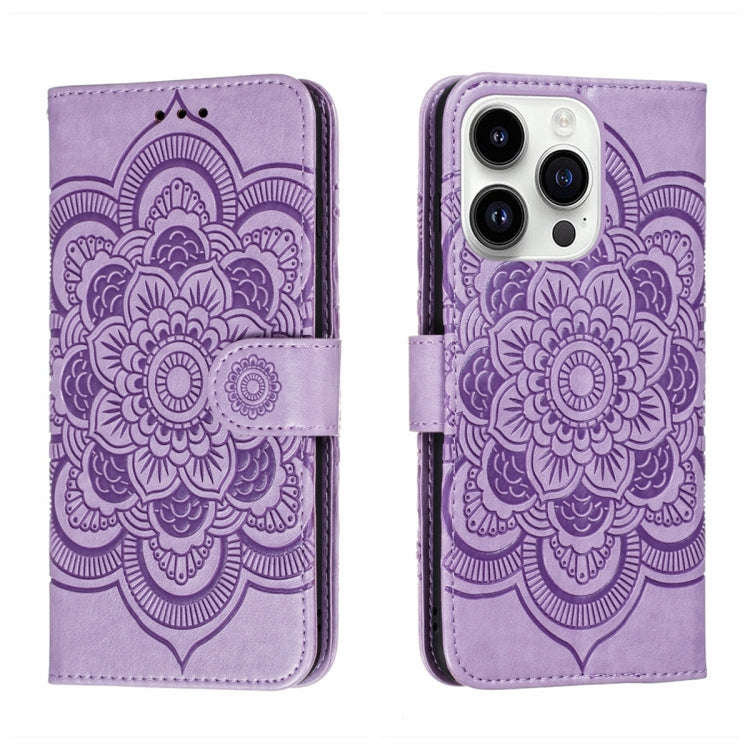 Sun Mandala Embossing Leather Phone Case, For iPhone 16e / 17e, For iPhone 17 Pro Max, For iPhone...
