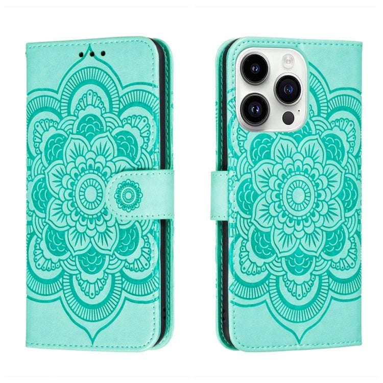 Sun Mandala Embossing Leather Phone Case, For iPhone 16e / 17e, For iPhone 17 Pro Max, For iPhone...