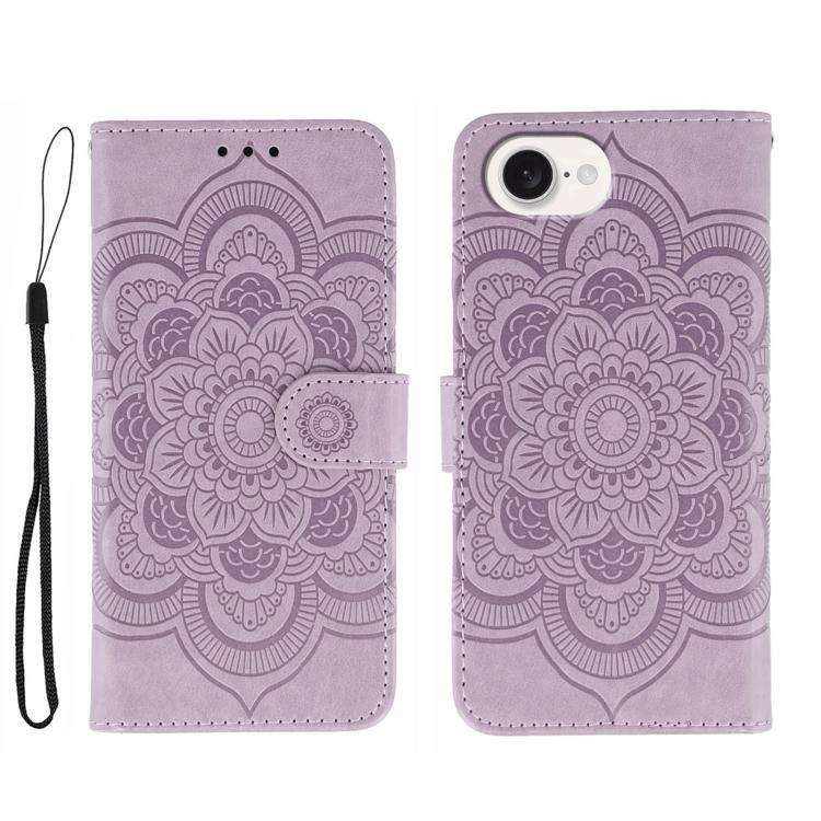 Sun Mandala Embossing Leather Phone Case, For iPhone 16e / 17e, For iPhone 17 Pro Max, For iPhone...