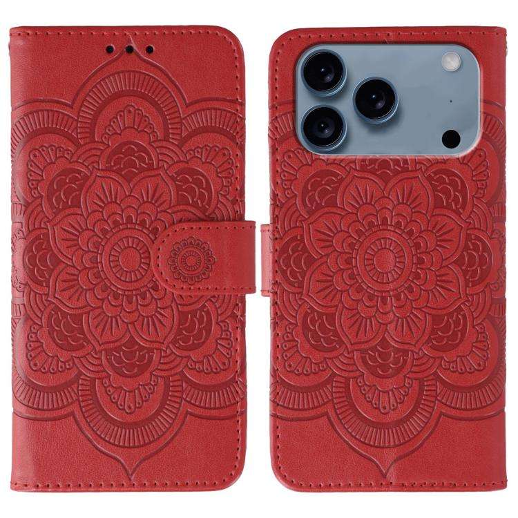 Sun Mandala Embossing Leather Phone Case, For iPhone 16e / 17e, For iPhone 17 Pro Max, For iPhone...