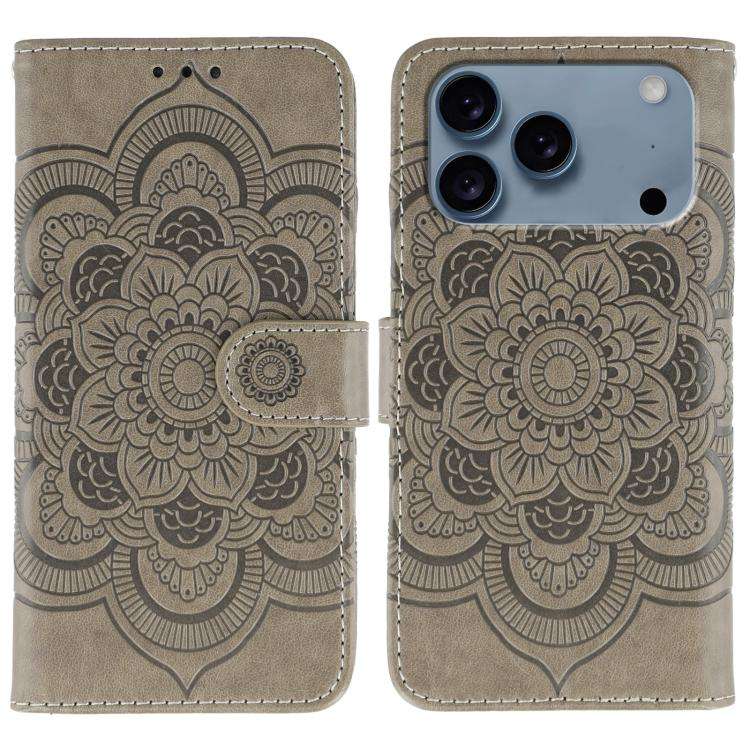 Sun Mandala Embossing Leather Phone Case, For iPhone 16e / 17e, For iPhone 17 Pro Max, For iPhone...