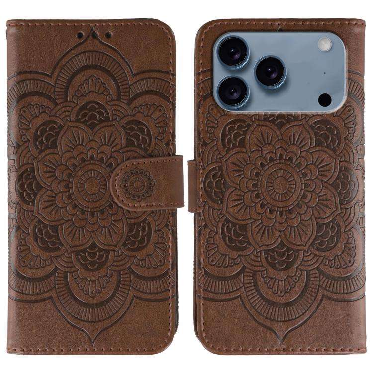Sun Mandala Embossing Leather Phone Case, For iPhone 16e / 17e, For iPhone 17 Pro Max, For iPhone...