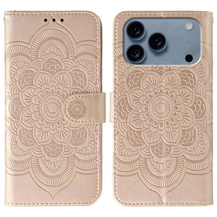 Sun Mandala Embossing Leather Phone Case, For iPhone 16e / 17e, For iPhone 17 Pro Max, For iPhone...