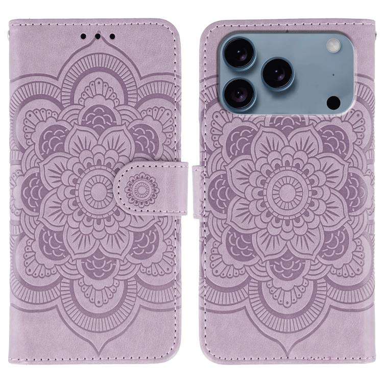 Sun Mandala Embossing Leather Phone Case, For iPhone 16e / 17e, For iPhone 17 Pro Max, For iPhone...
