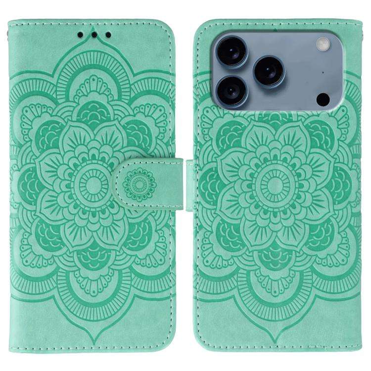 Sun Mandala Embossing Leather Phone Case, For iPhone 16e / 17e, For iPhone 17 Pro Max, For iPhone...