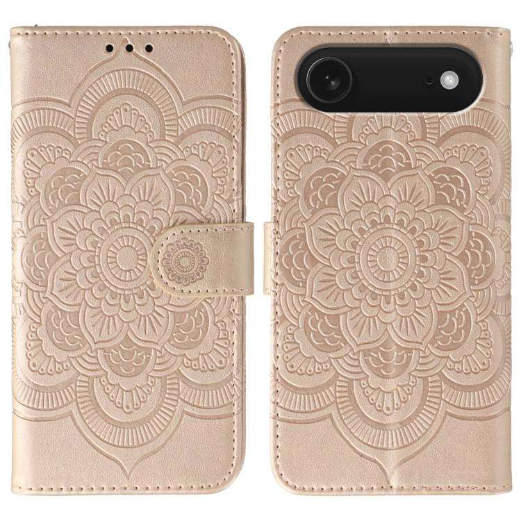 Sun Mandala Embossing Leather Phone Case, For iPhone 16e / 17e, For iPhone 17 Pro Max, For iPhone...