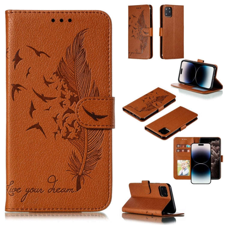 Feather Pattern Litchi Texture Leather Phone Case, For iPhone 17 Pro Max, For iPhone 17 Pro, For ...