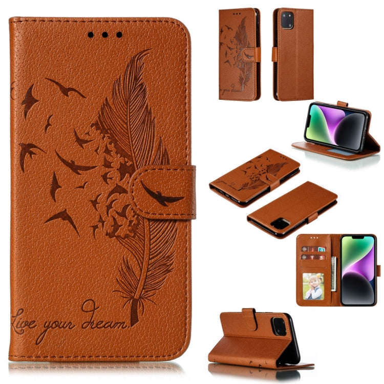 Feather Pattern Litchi Texture Leather Phone Case, For iPhone 17 Pro Max, For iPhone 17 Pro, For ...