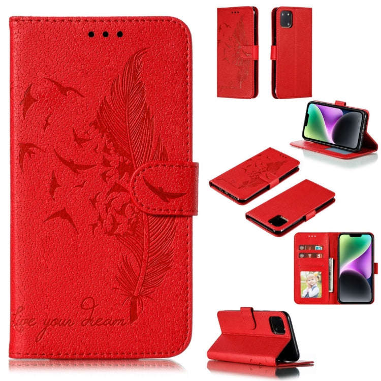 Feather Pattern Litchi Texture Leather Phone Case, For iPhone 17 Pro Max, For iPhone 17 Pro, For ...