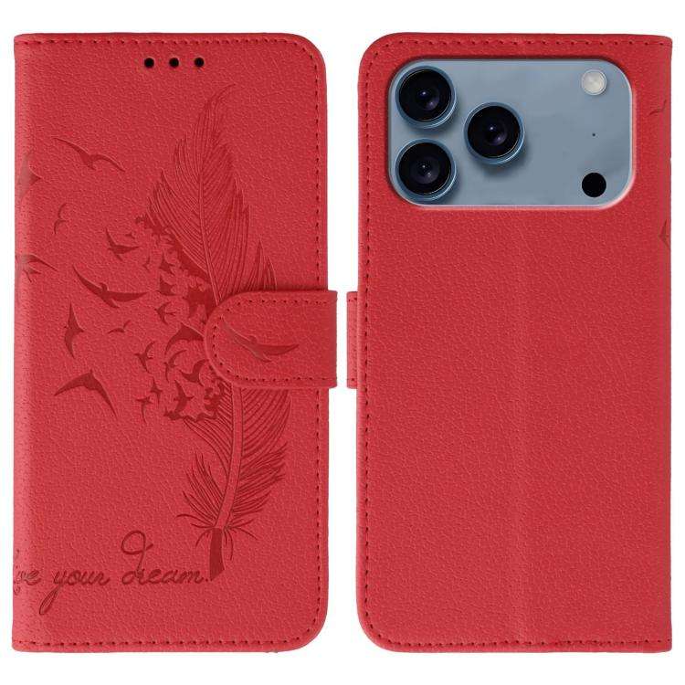 Feather Pattern Litchi Texture Leather Phone Case, For iPhone 17 Pro Max, For iPhone 17 Pro, For ...