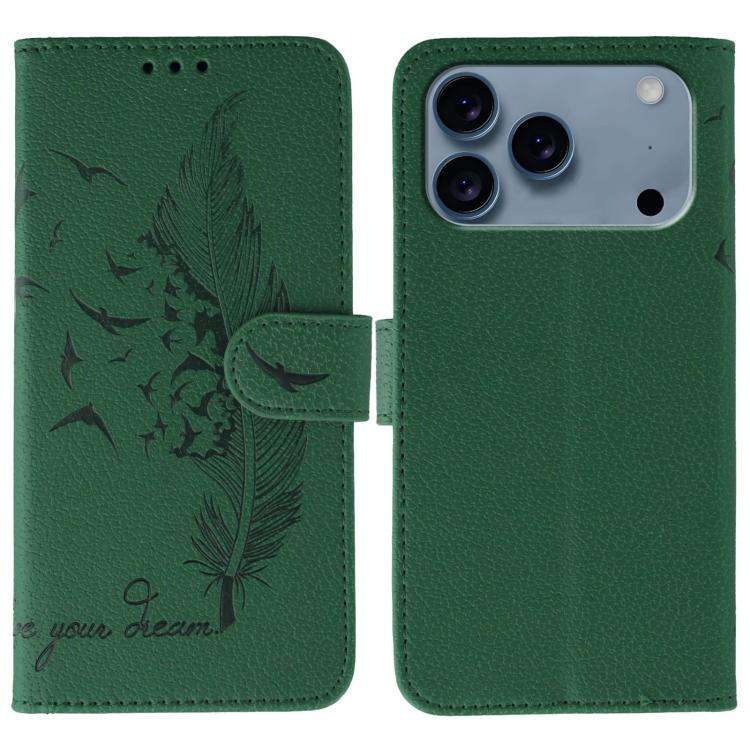 Feather Pattern Litchi Texture Leather Phone Case, For iPhone 17 Pro Max, For iPhone 17 Pro, For ...